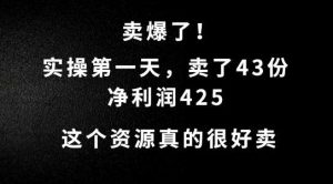 这个资源，需求很大，实操第一天卖了43份，净利润425【揭秘】-小本创业副业项目推荐_零成本在家赚钱项目_中赚网