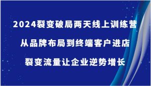 2024裂变破局两天线上训练营-从品牌布局到终端客户进店，裂变流量让企业逆势增长-小本创业副业项目推荐_零成本在家赚钱项目_中赚网