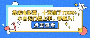 （12665期）靠卖电影票，十天搞了7000+，小白无门槛上手，零投入！-小本创业副业项目推荐_零成本在家赚钱项目_中赚网