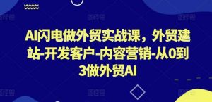AI闪电做外贸实战课，​外贸建站-开发客户-内容营销-从0到3做外贸AI（更新）-小本创业副业项目推荐_零成本在家赚钱项目_中赚网