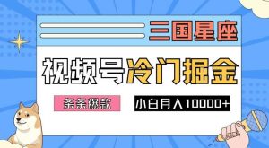 2024视频号三国冷门赛道掘金，条条视频爆款，操作简单轻松上手，新手小白也能月入1w-小本创业副业项目推荐_零成本在家赚钱项目_中赚网