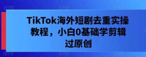 TikTok海外短剧去重实操教程，小白0基础学剪辑过原创-小本创业副业项目推荐_零成本在家赚钱项目_中赚网