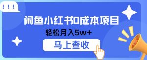 小鱼小红书0成本项目，利润空间非常大，纯手机操作！-小本创业副业项目推荐_零成本在家赚钱项目_中赚网