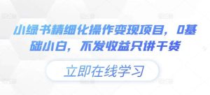 小绿书精细化操作变现项目，0基础小白，不发收益只讲干货-小本创业副业项目推荐_零成本在家赚钱项目_中赚网