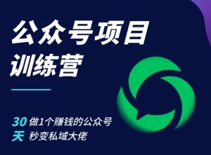 公众号项目训练营，30天做1个赚钱的公众号，秒变私域大佬-小本创业副业项目推荐_零成本在家赚钱项目_中赚网