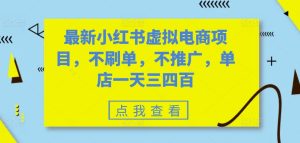 最新小红书虚拟电商项目，不刷单，不推广，单店一天三四百-小本创业副业项目推荐_零成本在家赚钱项目_中赚网