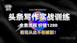 11月最新头条1280付费课程，手把手教你日入300+  教你写一篇没有“AI味的文章”，附赠独家指令-小本创业副业项目推荐_零成本在家赚钱项目_中赚网