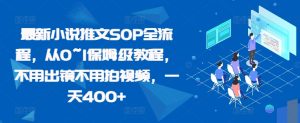 最新小说推文SOP全流程，从0~1保姆级教程，不用出镜不用拍视频，一天400+-小本创业副业项目推荐_零成本在家赚钱项目_中赚网