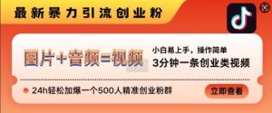 抖音最新暴力引流创业粉，3分钟一条创业类视频，24h轻松加爆一个500人精准创业粉群-小本创业副业项目推荐_零成本在家赚钱项目_中赚网