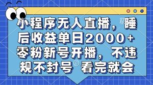 （13251期）小程序无人直播，睡后收益单日2000+ 零粉新号开播，不违规不封号 看完就会-小本创业副业项目推荐_零成本在家赚钱项目_中赚网