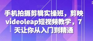 手机拍摄剪辑实操班，剪映videoleap短视频教学，7天让你从入门到精通-小本创业副业项目推荐_零成本在家赚钱项目_中赚网