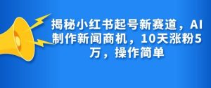 揭秘小红书起号新赛道，AI制作新闻商机，10天涨粉1万，操作简单-小本创业副业项目推荐_零成本在家赚钱项目_中赚网