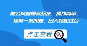 颠公风格爆款玩法，操作简单，视频一发即赚，日入轻松过百-小本创业副业项目推荐_零成本在家赚钱项目_中赚网