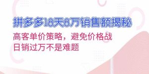 拼多多18天8万销售额揭秘：高客单价策略，避免价格战，日销过万不是难题-小本创业副业项目推荐_零成本在家赚钱项目_中赚网