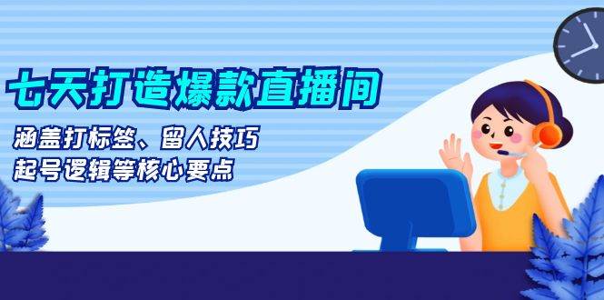 七天打造爆款直播间：涵盖打标签、留人技巧、起号逻辑等核心要点-小本创业副业项目推荐_零成本在家赚钱项目_中赚网