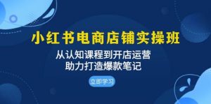 小红书电商店铺实操班：从认知课程到开店运营，助力打造爆款笔记-小本创业副业项目推荐_零成本在家赚钱项目_中赚网