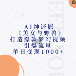 AI神还原《美女与野兽》，打造爆款梦幻视频，引爆流量，单日变现1k-小本创业副业项目推荐_零成本在家赚钱项目_中赚网