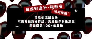 独家野路子利用视频号“强制提醒”，不需剪视频发作品，无脑操作就进流量，单日引流100+创业粉-小本创业副业项目推荐_零成本在家赚钱项目_中赚网