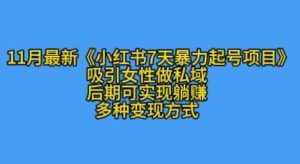 K总部落11月最新小红书7天暴力起号项目，吸引女性做私域-小本创业副业项目推荐_零成本在家赚钱项目_中赚网