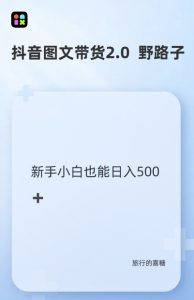抖音图文带货野路子2.0玩法，暴力起号，单日收益多张，小白也可轻松上手-小本创业副业项目推荐_零成本在家赚钱项目_中赚网