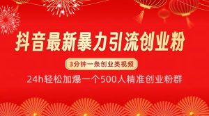 抖音最新暴力引流创业粉，24h轻松加爆一个500人精准创业粉群【揭秘】-小本创业副业项目推荐_零成本在家赚钱项目_中赚网