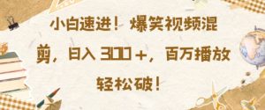 小白速进，爆笑视频混剪，日入3张，百万播放轻松破-小本创业副业项目推荐_零成本在家赚钱项目_中赚网
