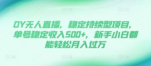 DY无人直播，稳定持续型项目，单号稳定收入500+，新手小白都能轻松月入过万-小本创业副业项目推荐_零成本在家赚钱项目_中赚网