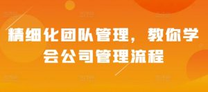 精细化团队管理，教你学会公司管理流程-小本创业副业项目推荐_零成本在家赚钱项目_中赚网