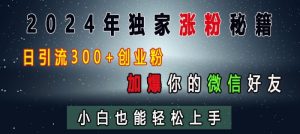 2024年独家涨粉秘籍，日引流300+创业粉，加爆你的微信好友，小白也能轻松上手-小本创业副业项目推荐_零成本在家赚钱项目_中赚网