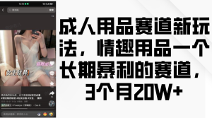 成人用品赛道新玩法，情趣用品一个长期暴利的赛道，3个月20W+-小本创业副业项目推荐_零成本在家赚钱项目_中赚网