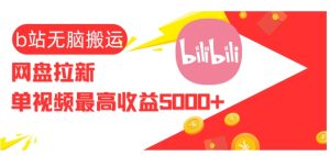 视频无脑搬运b站网盘拉新，单视频最高收益5k+-小本创业副业项目推荐_零成本在家赚钱项目_中赚网