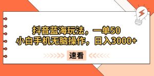 （13565期）抖音蓝海玩法，一单50，小白手机无脑操作，日入3000+-小本创业副业项目推荐_零成本在家赚钱项目_中赚网