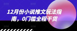 12月份小说推文玩法指南，0门槛全程干货-小本创业副业项目推荐_零成本在家赚钱项目_中赚网