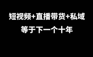短视频+直播带货+私域等于下一个十年，大佬7年实战经验总结-小本创业副业项目推荐_零成本在家赚钱项目_中赚网