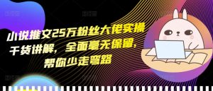 小说推文25万粉丝大佬实操干货讲解，全面毫无保留，帮你少走弯路-小本创业副业项目推荐_零成本在家赚钱项目_中赚网
