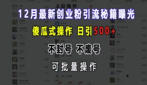 12月最新创业粉引流秘籍曝光 傻瓜式操作 日引500+ 不封号 不废号 可批量操作-小本创业副业项目推荐_零成本在家赚钱项目_中赚网