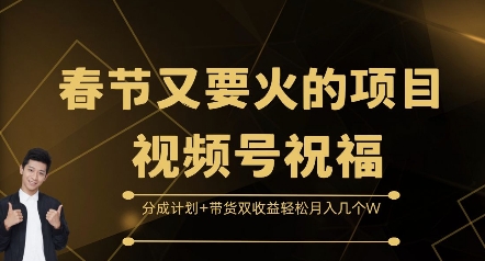 春节又要火的项目视频号祝福，分成计划+带货双收益，轻松月入几个W-小本创业副业项目推荐_零成本在家赚钱项目_中赚网