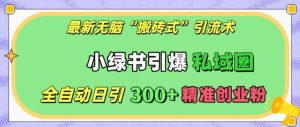 最新无脑“搬砖式”引流术，小绿书引爆私域圈，全自动日引300+精准创业粉-小本创业副业项目推荐_零成本在家赚钱项目_中赚网