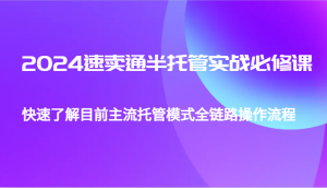 2024速卖通半托管从0到1实战必修课，帮助你快速了解目前主流托管模式全链路操作流程-小本创业副业项目推荐_零成本在家赚钱项目_中赚网