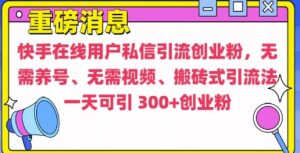快手最新引流创业粉方法，无需养号、无需视频、搬砖式引流法-小本创业副业项目推荐_零成本在家赚钱项目_中赚网