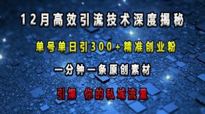 最新高效引流技术深度揭秘 ，单号单日引300+精准创业粉，一分钟一条原创素材，引爆你的私域流量-小本创业副业项目推荐_零成本在家赚钱项目_中赚网