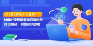 从0到1孵化个人品牌，知识IP变现课教你洞察自己，打造爆品，实现私域变现-小本创业副业项目推荐_零成本在家赚钱项目_中赚网