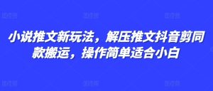 小说推文新玩法，解压推文抖音剪同款搬运，操作简单适合小白-小本创业副业项目推荐_零成本在家赚钱项目_中赚网