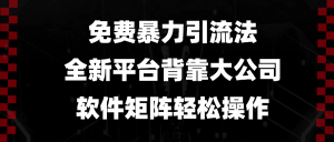 （13745期）免费暴力引流法，全新平台，背靠大公司，软件矩阵轻松操作-小本创业副业项目推荐_零成本在家赚钱项目_中赚网