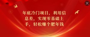 年底冷门项目，利用信息差，实现零基础上手，轻松赚个肥年钱-小本创业副业项目推荐_零成本在家赚钱项目_中赚网