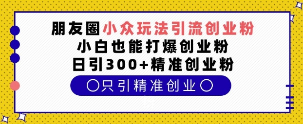 朋友圈小众玩法引流创业粉，小白也能打爆创业粉，日引300+精准创业粉-小本创业副业项目推荐_零成本在家赚钱项目_中赚网