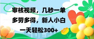 审核视频，几秒一单，多劳多得，新人小白一天轻松300+-小本创业副业项目推荐_零成本在家赚钱项目_中赚网