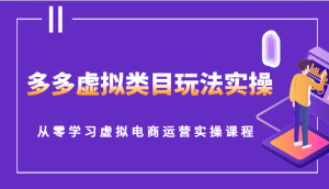 多多虚拟类目玩法实操，从零学习虚拟电商运营实操课程-小本创业副业项目推荐_零成本在家赚钱项目_中赚网