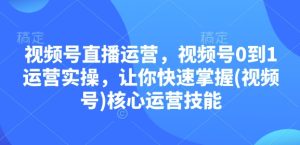 视频号直播运营，视频号0到1运营实操，让你快速掌握(视频号)核心运营技能-小本创业副业项目推荐_零成本在家赚钱项目_中赚网