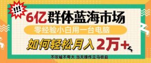 6亿群体蓝海市场，零经验小白用一台电脑，如何轻松月入过w-小本创业副业项目推荐_零成本在家赚钱项目_中赚网